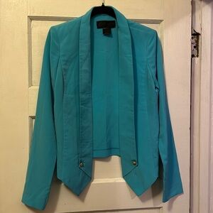 Kardashian Kollection Blue Blazer Asymmetrical Suit Jacket